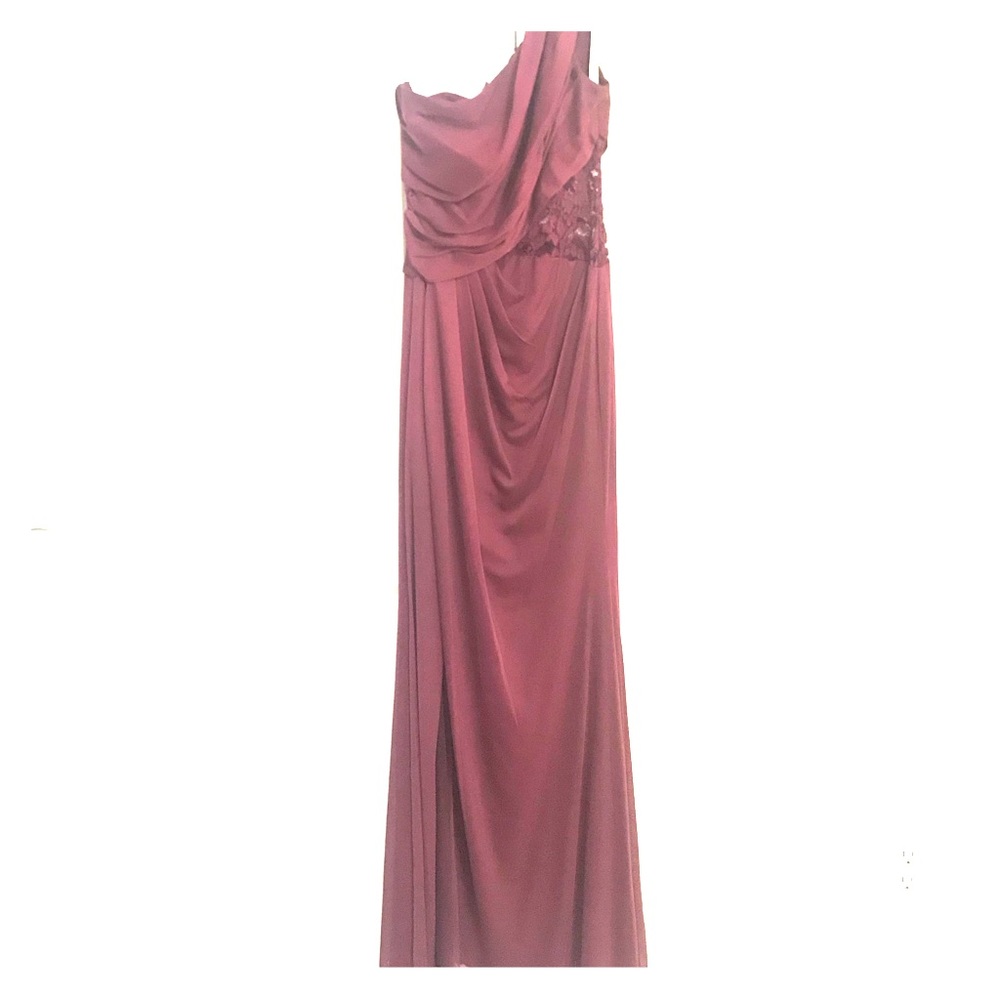 Maroon, one shoulder Bridesmaids dress